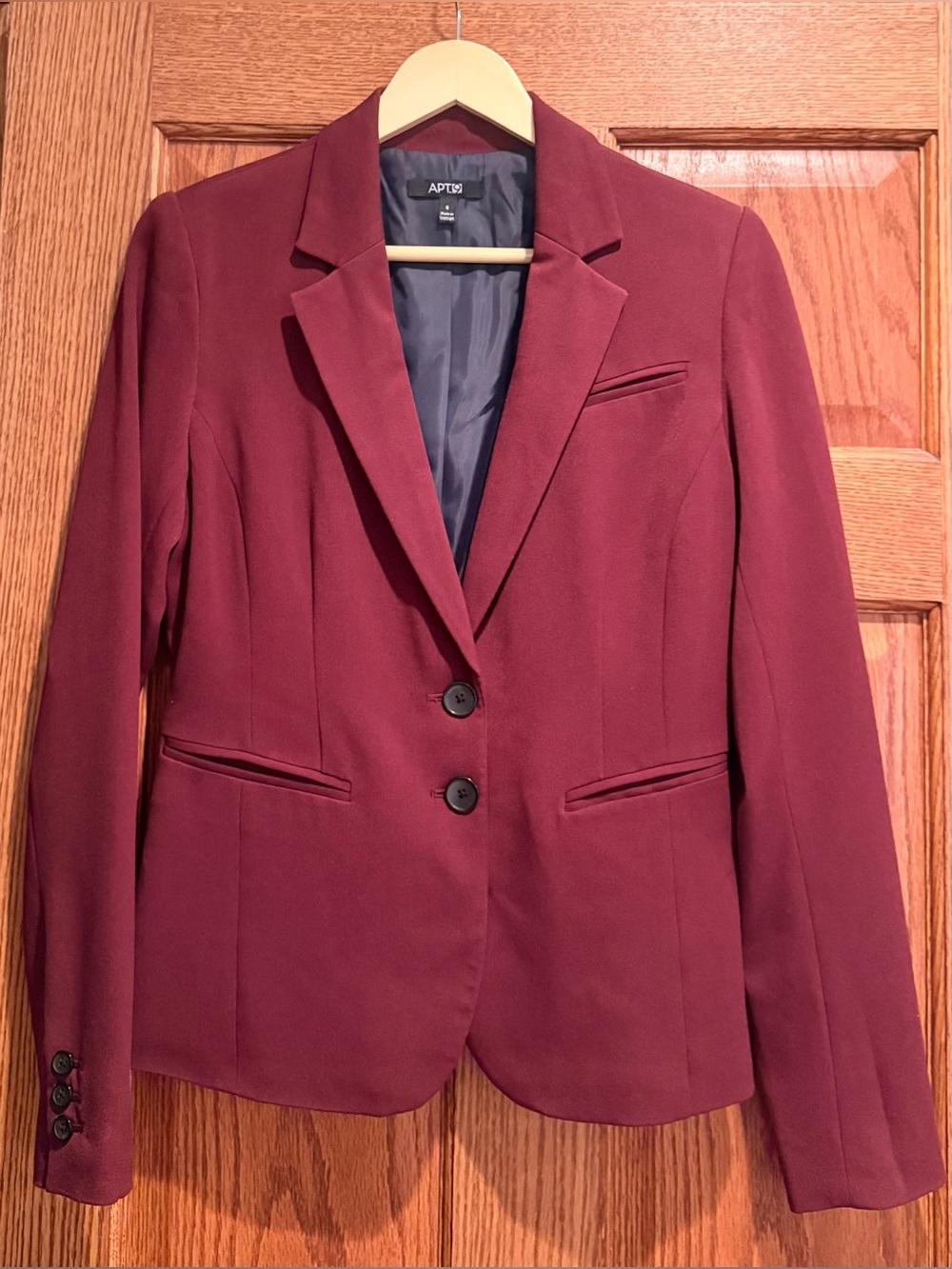 APT. 9 Womens Blazer Size 6 Burgundy Wine 2 Button Tailored Career Jacket Lined